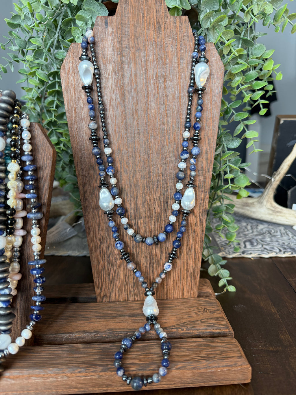 Sodalite and Freshwater Pearl Jacla