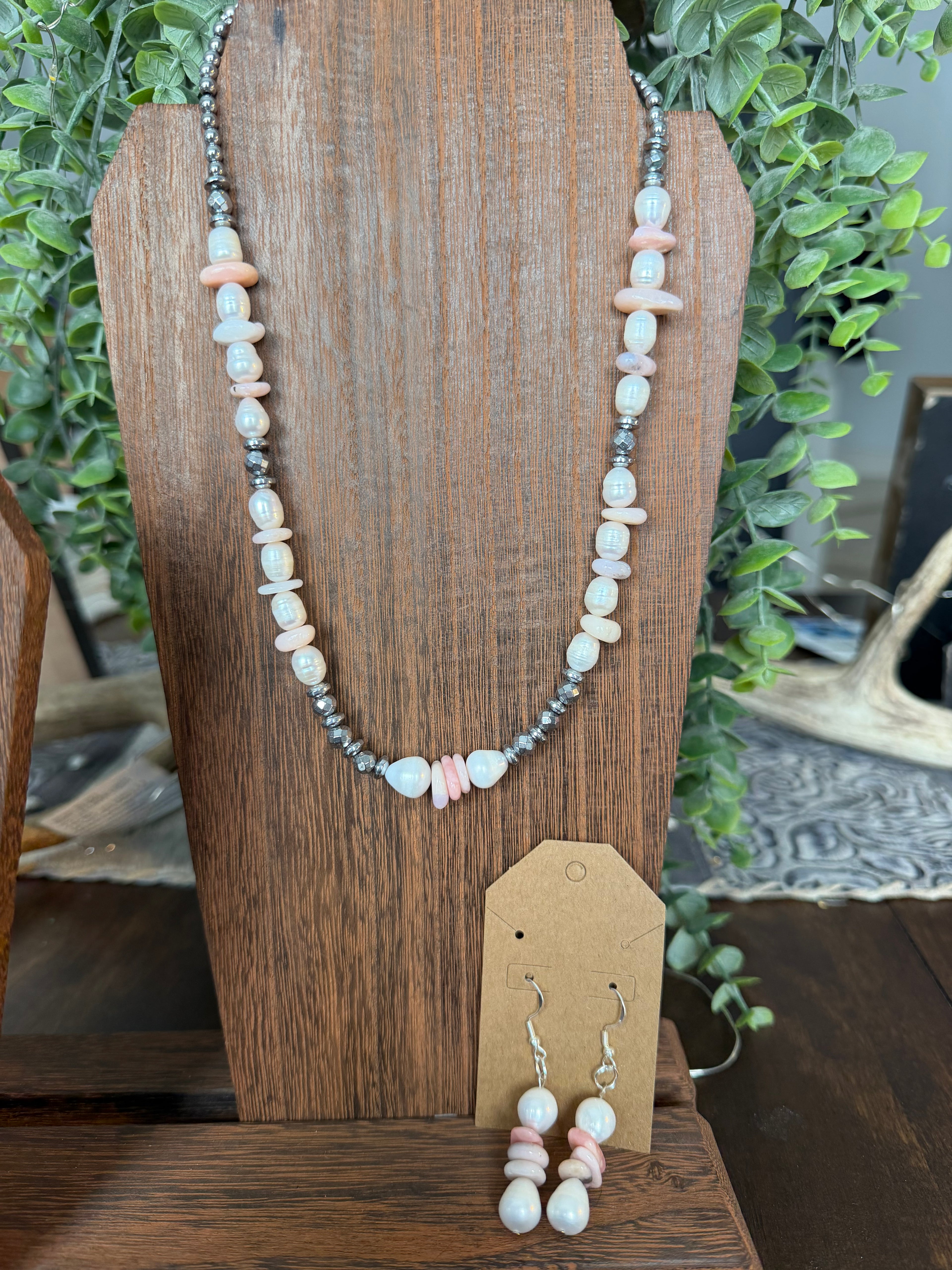 Pink Opal and Freshwater Pearls set