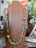 Green Turquoise and Hammer Shell Heishi