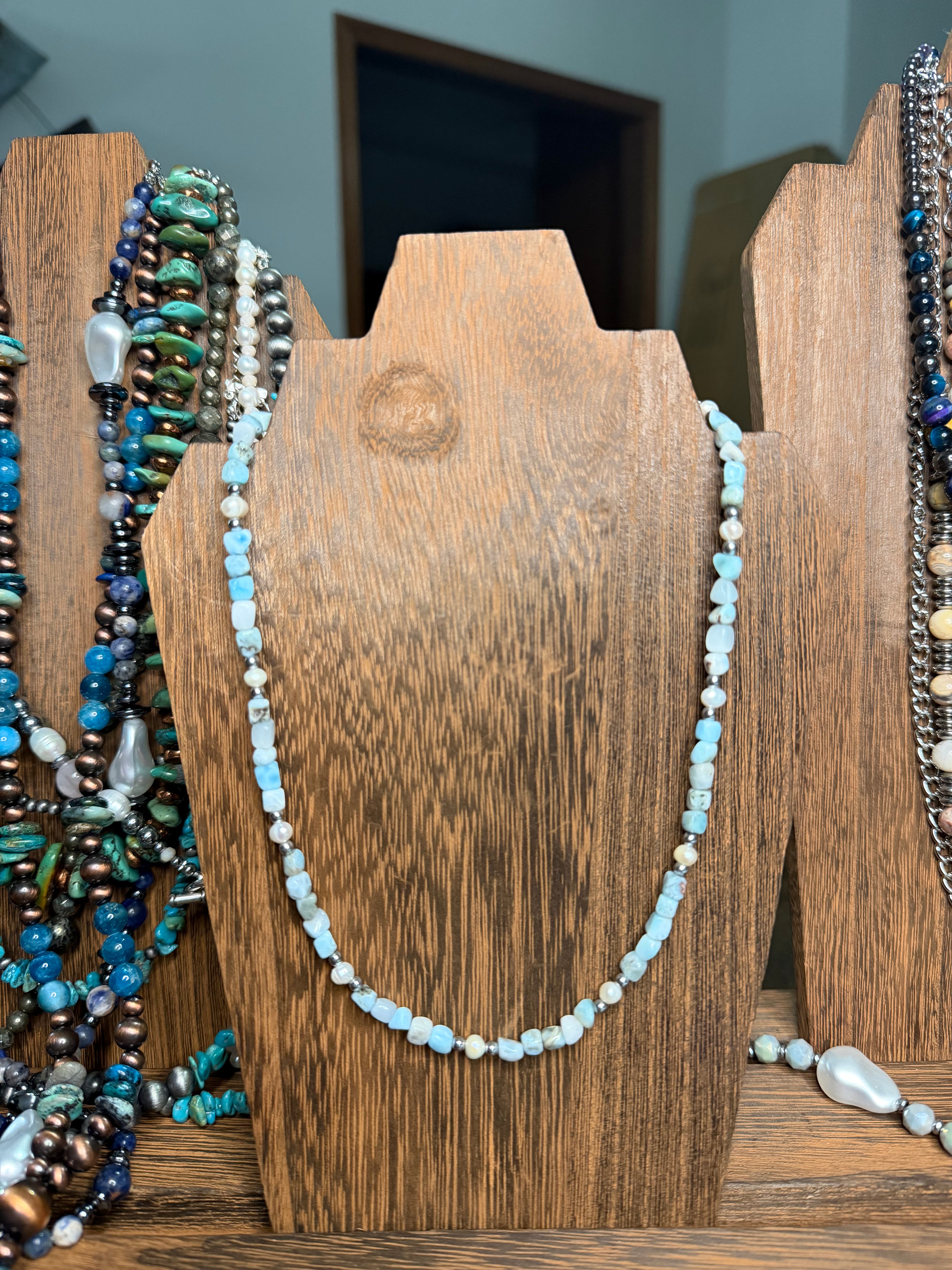 Larimar and Freshwater Pearl