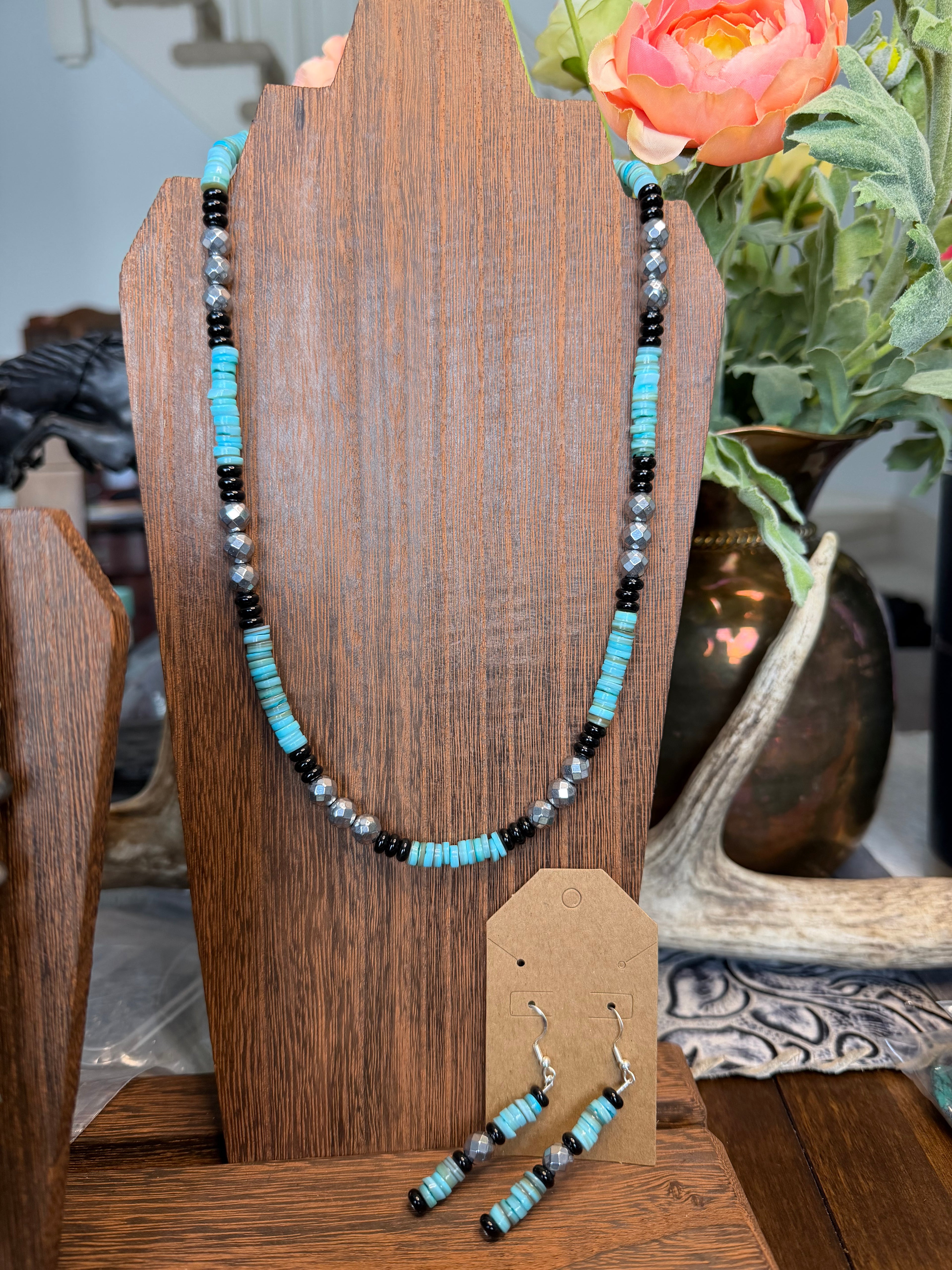 Onyx and Blue Heishi Set