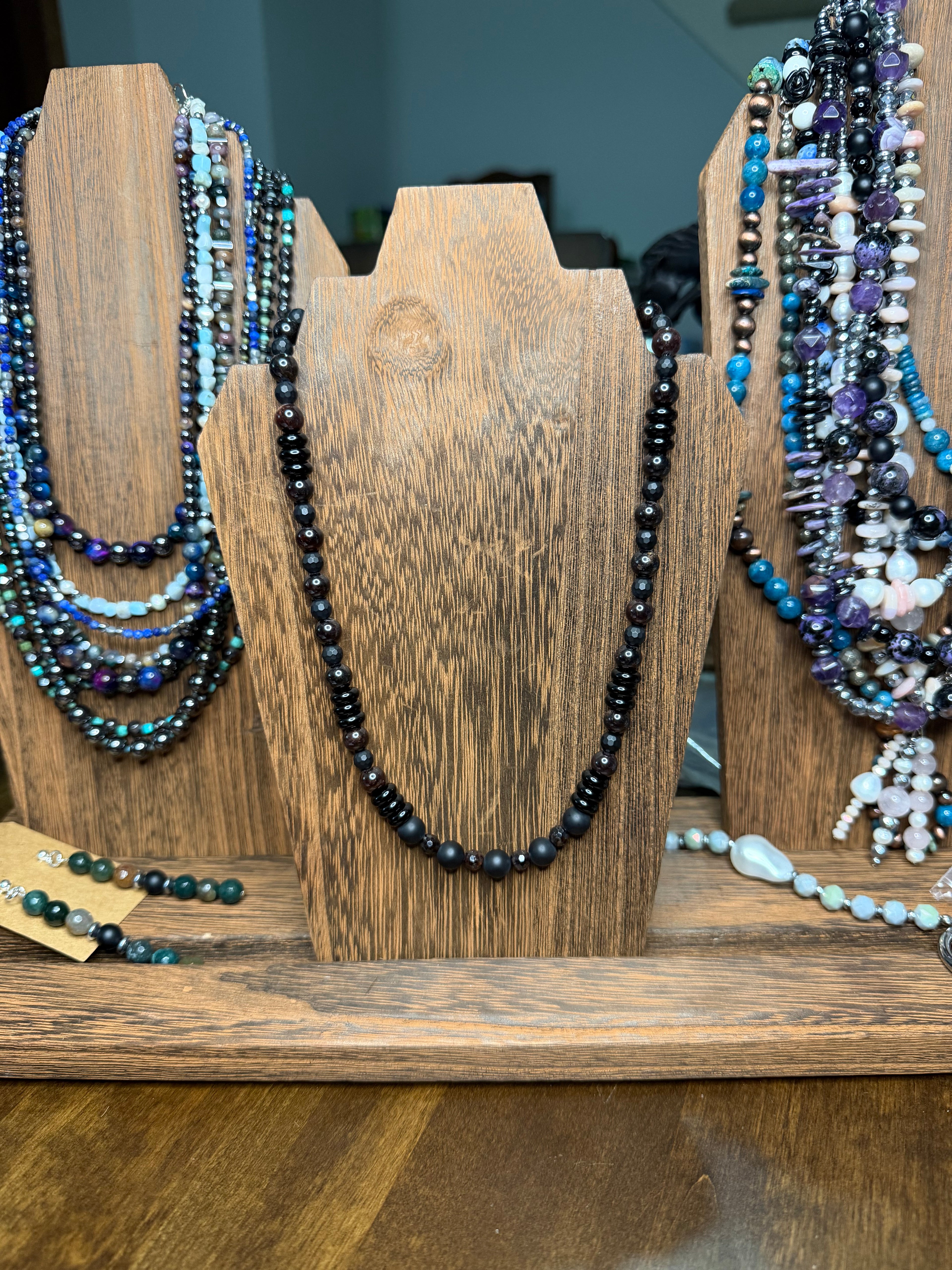 Red Wine Garnet and Matte Onyx